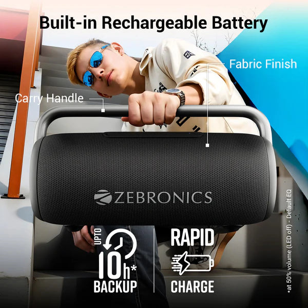 Zebronics Axon 200, BTv5.3, Upto 10 Hours Playback, USB | AUX, Fabric Finish, RGB 180 W Bluetooth Home Audio Speaker